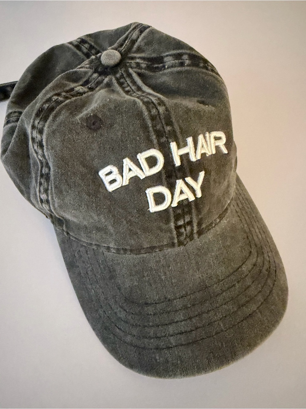 “Bad Hair Day” Baseball Hat - washed grey